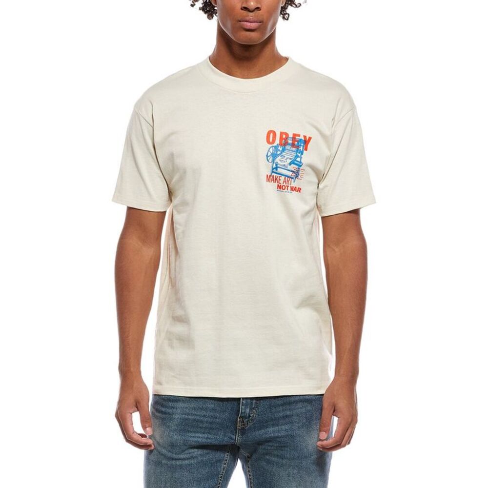 Obey Mens  T-Shirt, Cream